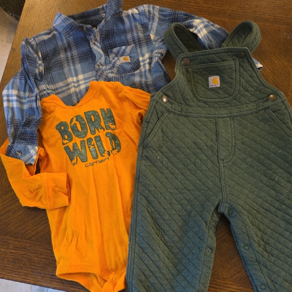 Carhartt Baby Set - Blue Plaid, Orange, Green